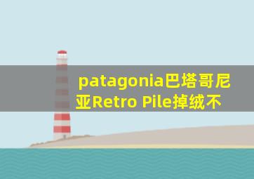 patagonia巴塔哥尼亚Retro Pile掉绒不